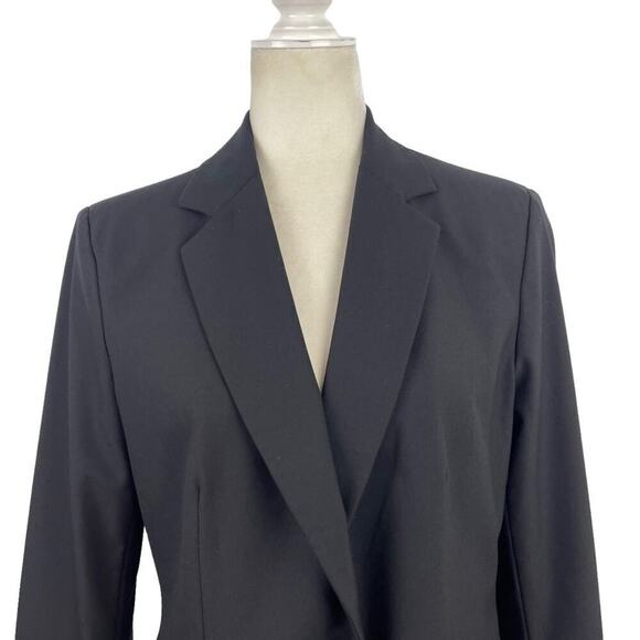 Zara Single Breasted Black Long Classic Fit Blazer Jacket Shoulder Pads Size 10 - Picture 3 of 14